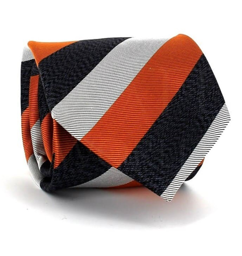Cravate à rayures tricolores orange
