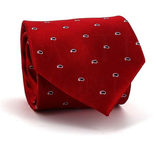 Cravate en soie rouge à motif paisley