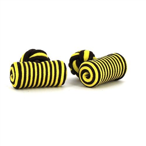 Boutons de Manchette Baril Jaune et Noir