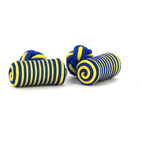 Boutons de Manchettes Baril Bleu Marine et Jaune