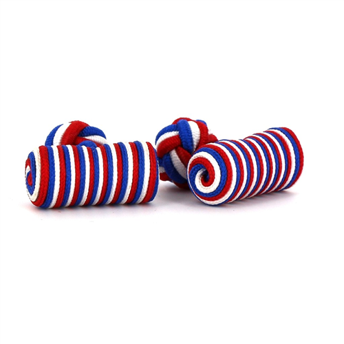 Boutons de Manchette Baril Blanc, Bleu et Rouge