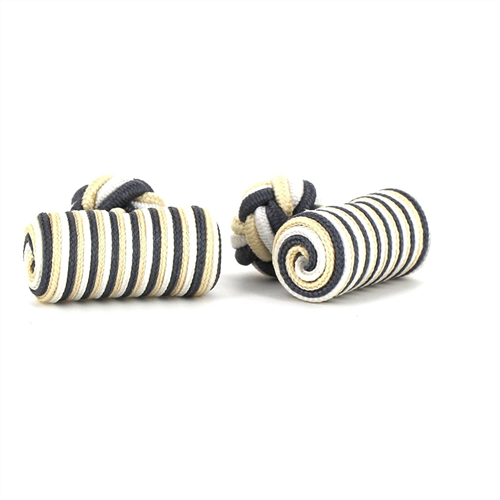 Boutons de Manchette Baril Blanc, Nacre et Gris