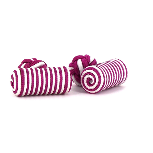 Boutons de Manchettes Baril Fuchsia et Blanc