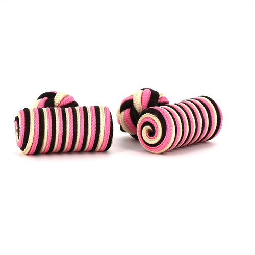 Boutons de Manchette Baril Noir, Nacre et Rose