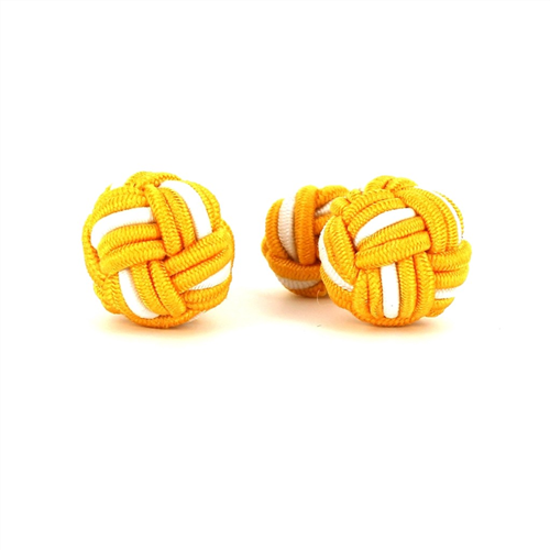 Boutons de Manchette Boule Grande Jaune et Blanc