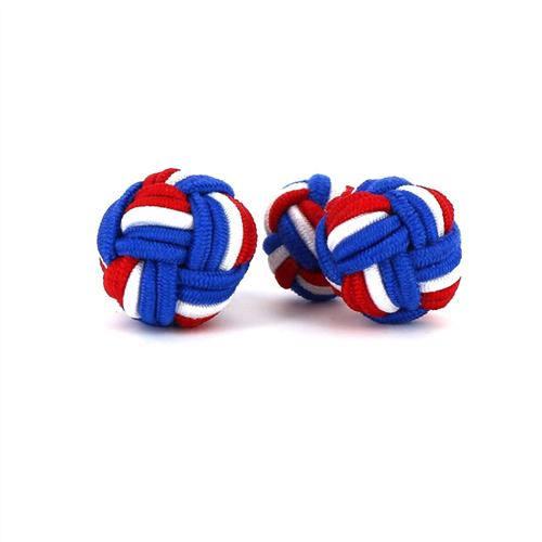 Boutons de Manchette Boule Grande Bleu, Blanc et Rouge