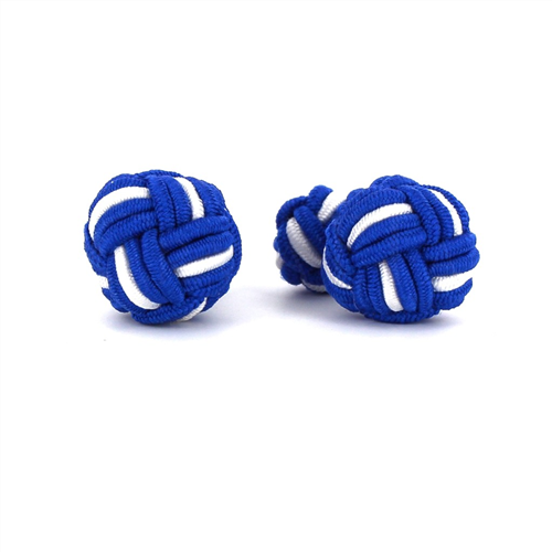 Boutons de Manchette Boule Grande Bleu Marine et Blanc