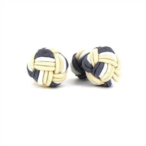 Boutons de Manchette Boule Gris, Blanc et Nacre
