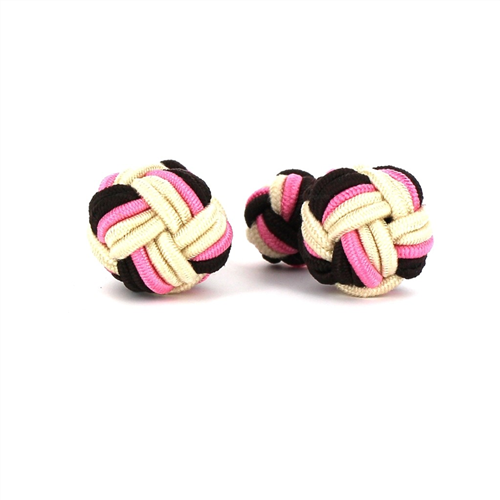 Boutons de Manchette Boule Grande Noir, Nacre et Rose
