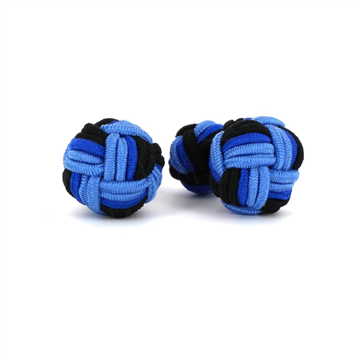 Boutons de Manchette Boule Grande Noir et Bleu