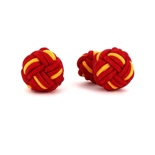 Boutons de Manchette Boule Grande Rouge et Jaune