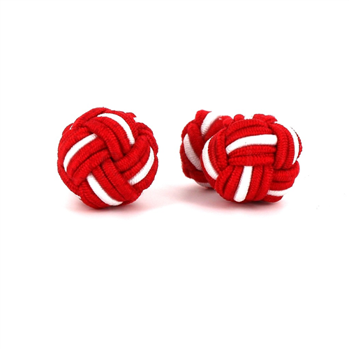 Boutons de Manchette Boule Grande Rouge et Blanc