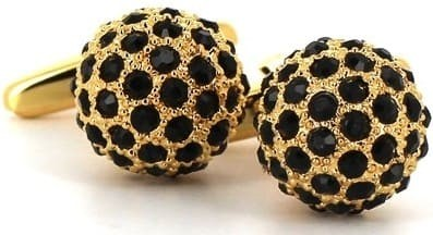 Boutons de Manchette Boules Dorées et Noires