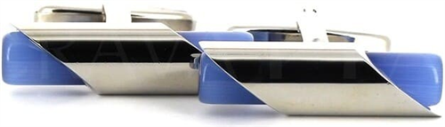 Boutons de Manchette cylindriques bleus