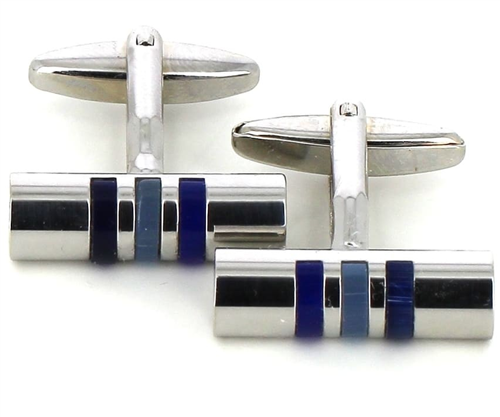 Boutons de Manchette cylindriques bleus