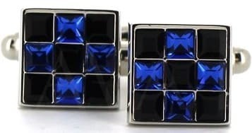 Boutons de Manchette en cristaux carrés bleus I