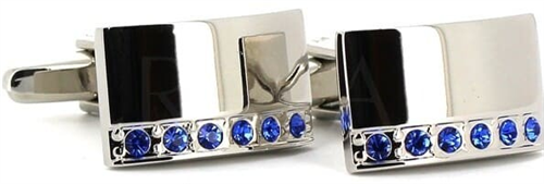 Boutons de Manchette en cristaux et pierres bleues