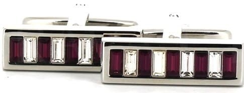 Boutons de Manchette en cristaux violet et blanc