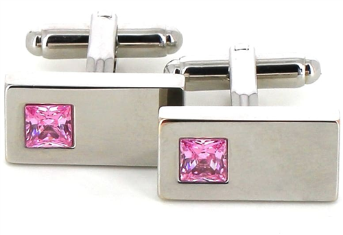 Boutons de Manchette en cristaux roses