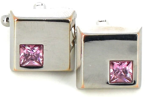 Boutons de Manchette en cristaux roses