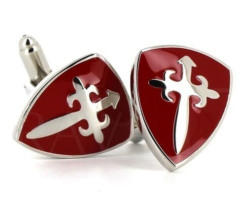 Boutons de Manchettes Croix de Saint-Jacques Rouge