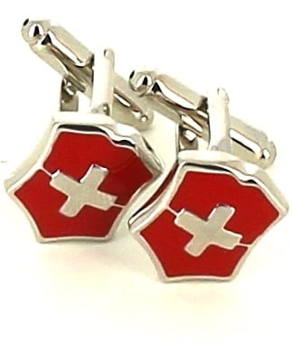 Boutons de Manchettes Croix Suisse Rouge