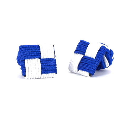 Boutons de Manchette Carré Bleu et Blanc