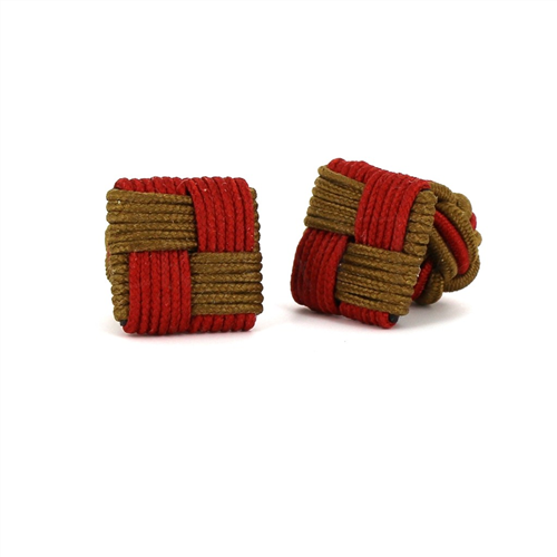 Boutons de Manchette Carré Acajou et Ocre