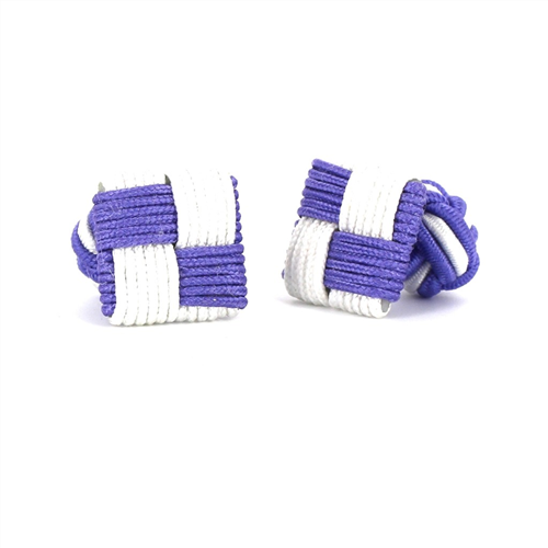 Boutons de Manchette carrés violet et blanc