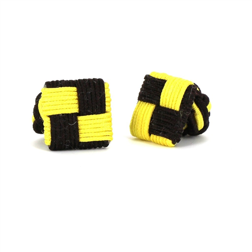 Boutons de Manchette Carré Marron et Jaune