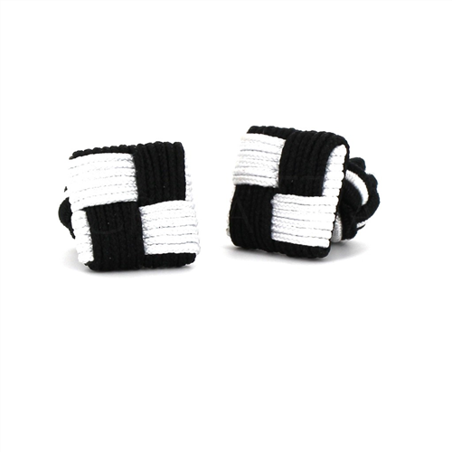 Boutons de Manchette Carré Noir et Blanc