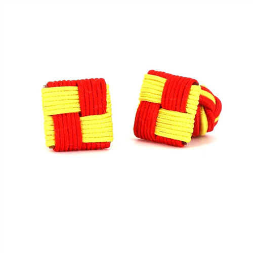 Boutons de Manchette carrés rouge et jaune