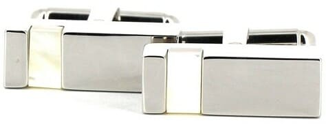 Boutons de Manchette Rectangulaires en Argent avec Cubes