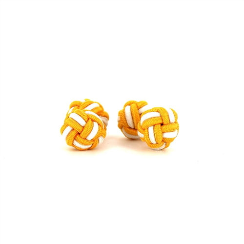 Boutons de Manchette Double Boule Jaune et Blanc