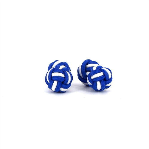 Boutons de Manchette Double Boule Bleu Marine et Blanc
