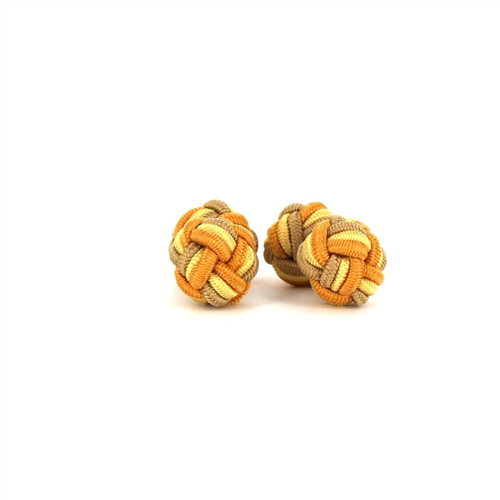 Boutons de Manchette Double Boule Doré, Jaune et Beige