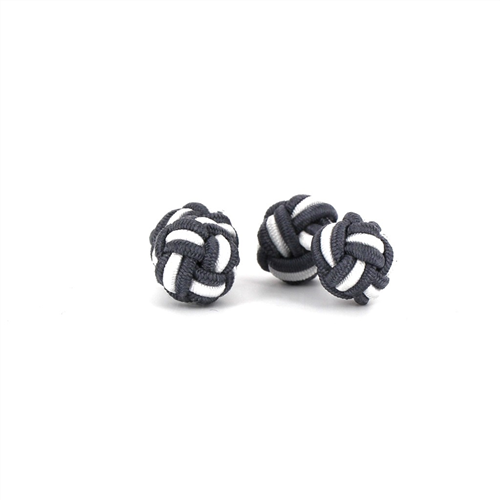 Boutons de Manchette Double Boule Gris Foncé et Blanc