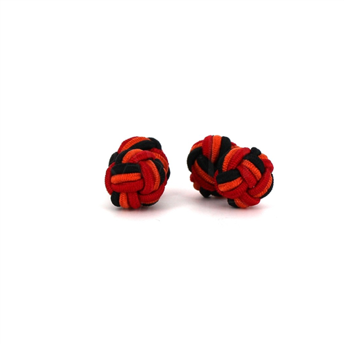 Boutons de Manchette Double Boule Noir, Orange et Rouge