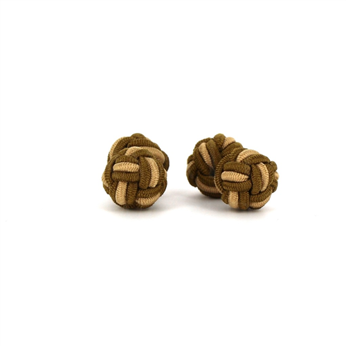 Boutons de Manchette Double Boule Ocre et Beige