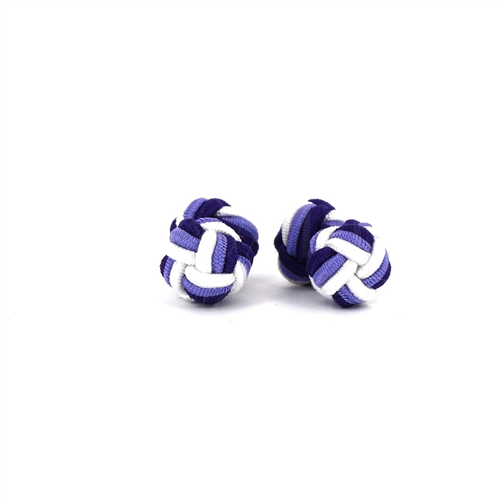 Boutons de Manchette Double Boule Violet, Lilas et Blanc