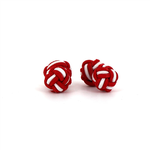 Boutons de Manchettes Double Boule Rouge et Blanc