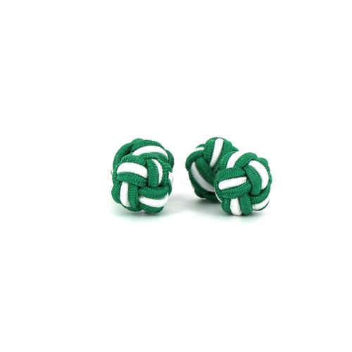 Boutons de Manchette Double Boule Vert Foncé et Blanc