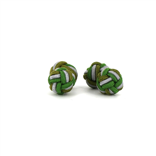 Boutons de Manchettes Double Boule Vertes et Gris Clair