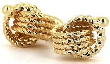 Boutons de Manchettes Double Nœud Doré