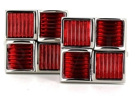 Boutons de Manchettes Émaillées 4 Carrés