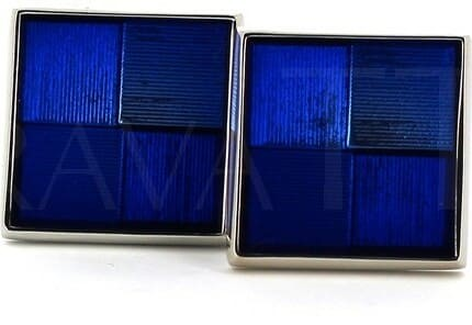 Boutons de Manchettes Émaillées 4 Carrés Bleus