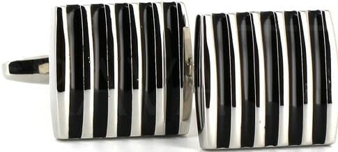 Boutons de Manchette Émaillés 5 Rayures Noires I
