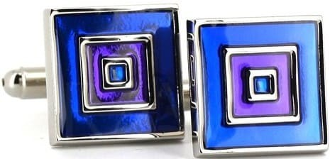Boutons de Manchette émaillés bleus et violets