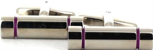 Boutons de Manchette Émaillée Cylindrique Magenta