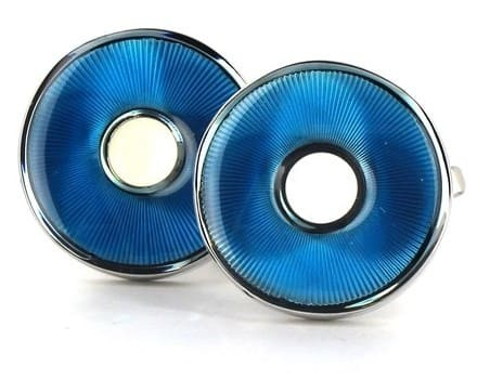 Boutons de Manchette émaillés circulaires bleus
